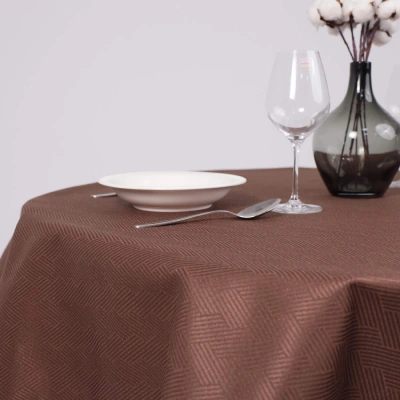 Скатерть, 145*120см, полоска-косичка 2598, коричневый 09-0902 фотография