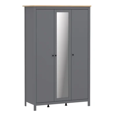 Шкаф САГА 132х64,6х215,5, серый/ясень (3 двери+1 зеркало) (2.08.01.040.15 RU) фотография