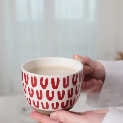 Чашка LOVE PRINT, керамика, красный принт, 14*10*7,6см_10