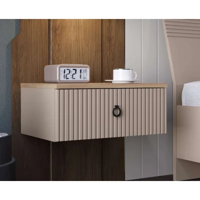 Н.м. "DOMENICA" навесная прикроватная тумба WKOM1S, к.Глиняный серый+Дуб сильвержек ореховый/Глиняный серый_5