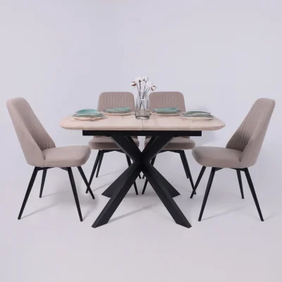 Стол ВЕЙВ раздвижной, 120(160)*80*75, дуб беленый/черный (ПрР-3 DSW (02) КСЕ/Р-80)_15