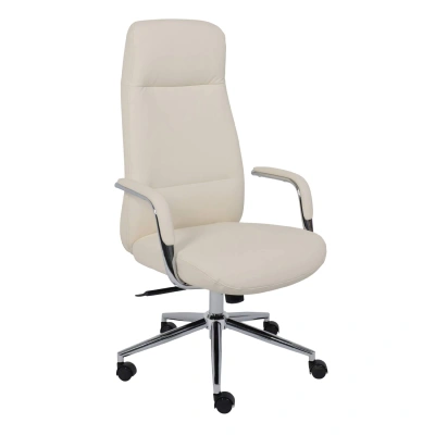 Кресло поворотное ELEMA, кремовая экокожа/хромированный металл фотография