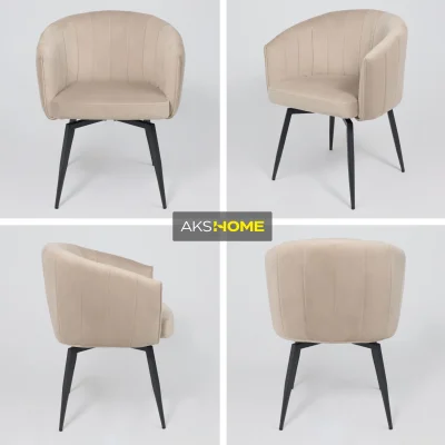 Кресло MELON, поворотное, бежевый велюр/черный_3