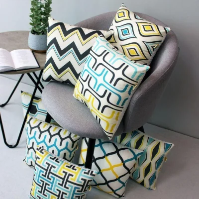 Подушка декоративная МАТЕХ FANTASY РЕТРО 7, р-р 33*33*10. Цвет бирюзовый/черный, арт. 28-406_5