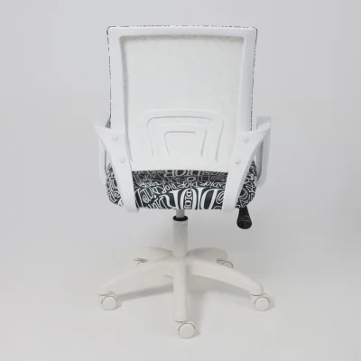 Кресло рабочее, поворотное RICCI NEW, white, ткань, черно-белая диор_5