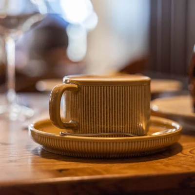 Чайный набор SRTIA, фарфор, пшеничный, кружка 200мл + блюдце_4