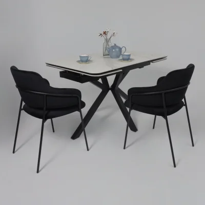 Стол РЕЙН NEW,керамика 0 кат. 1200(1840)*800, Камень белый Greys White/Черный матовый_5