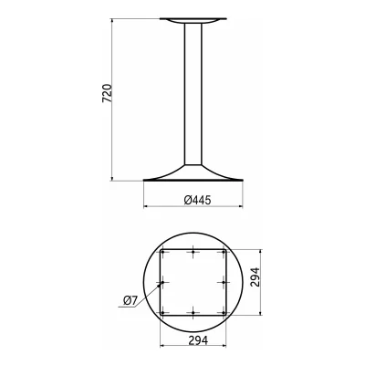 Подстолье TERRA h720 d445, хром AKS_2