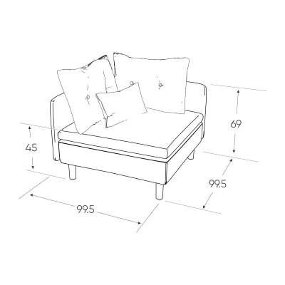 Модуль кресло угловое Линту Prince Camel, песочный_3