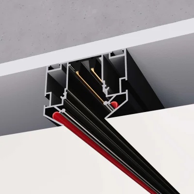 Шинопровод 220 под натяжной потолок  ST-Luce Черный Длина 3000мм (Заглушки 2+2 в ком) SKYLINE 220_2
