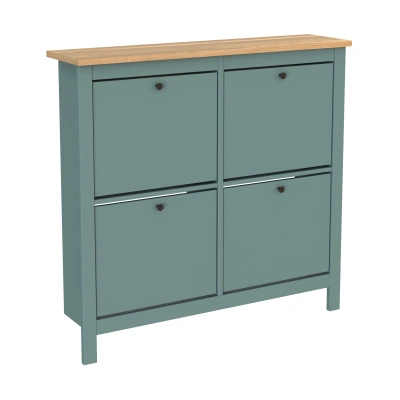 Тумба для обуви САГА 113х108, темно-бирюзовая/ясень (2.08.10.180.16 RU) фотография