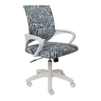 Кресло рабочее, поворотное RICCI NEW, white, ткань, черно-белая диор фотография