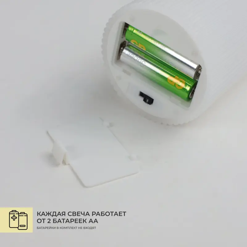 Комплект из электронных свечей AKS тип 1 ( 3 свечи 7.5х13/15.5/18см 1LEDх3, 2ААх3 )_preview_3