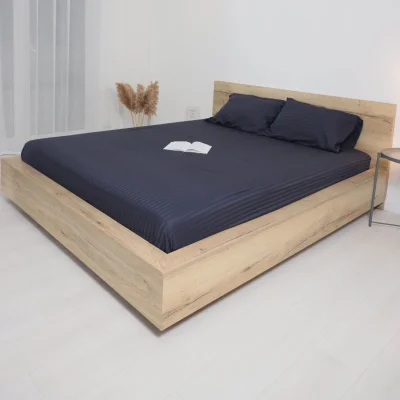 Простыня 150*215см Синий графит,  премиум сатин-страйп_7