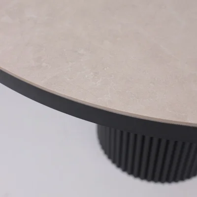 Стол ASKAR ROUND SLIDE-116, раздвижной круглый 116(156), BAYONA IVORY PREMIUM CER/Черный_8