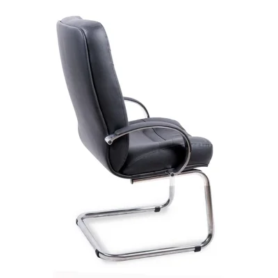 Кресло Министр хром короткий конференц кожа (черная)_4