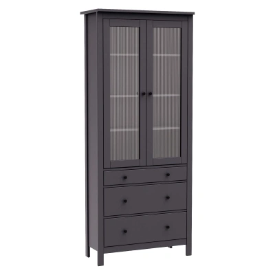 Шкаф с витриной САГА 90 МОРУ, серый (2.08.16.250.4 RU) фотография