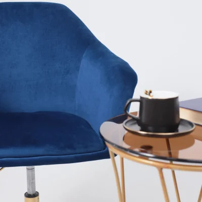 Стул DUBAI, поворотный, (синий велюр/золото)_6