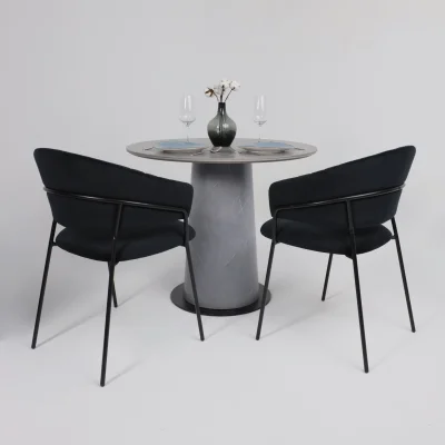 Стол AV 2317, МДФ+керамика, нераздвижной 900 серый, матовый LARKA GREY/черный+HPL Будда_5