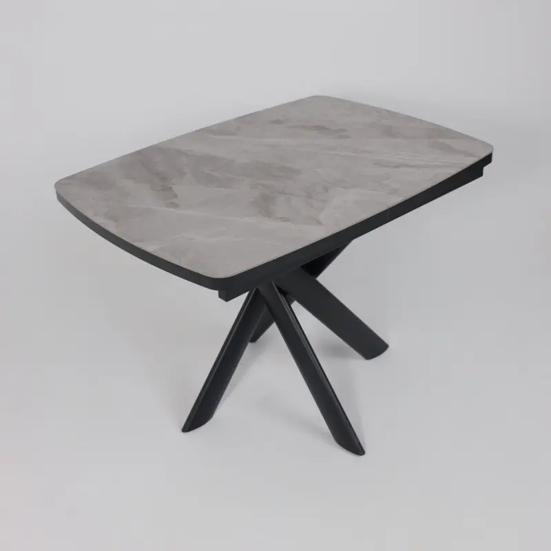 Стол LEONEL-110, раздвижной 110(145)х80, ITALIAN LIGHT GREY GLOSS ST CER/Черный_preview_6