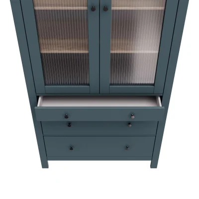 Шкаф с витриной САГА 90 МОРУ, темно-бирюзовый/ясень (2.08.16.250.16 RU)_4