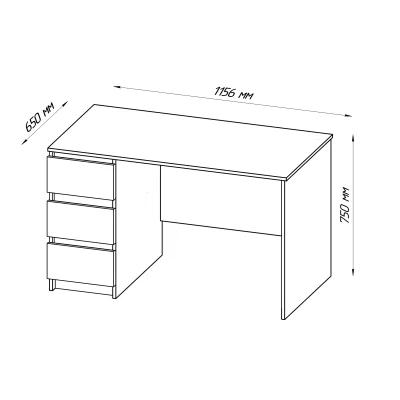 Стол письменный КАСТОР 3 ящика, 116х65см, дуб венге (2.03.06.090.5 RU)_5