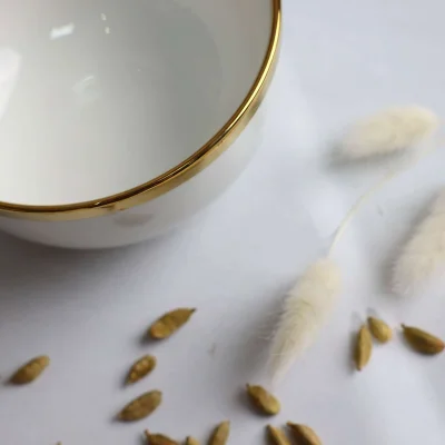 Тарелка глубокая MOONSHINE, керамика, белый+золото, 13*6,8см_3