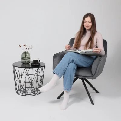 Кресло VIRGINIA, поворотное, велюр, тем.-серый HCJ-40/черный_2