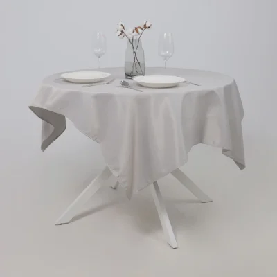 Скатерть грязеотталкивающая, круглая д.150см, полоска-елочка 2738, серый 010301_2