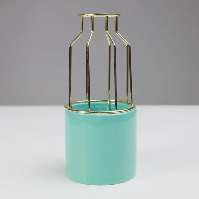 Ваза керамическая OTT, голубой, 10,5*10,5*23см_3