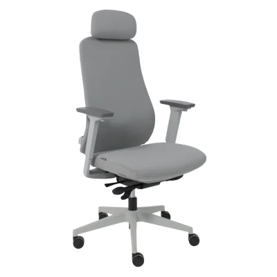 Кресло поворотное VORTEX, серая ткань/белый полиамид, коллекция AKSPRIME фотография