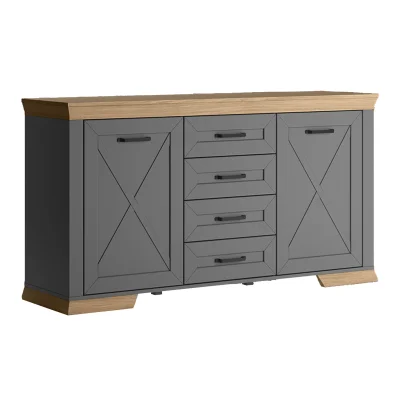 Н.м. "MARSELLE" комод KOM2D4S, к.Дымчатый алмаз+Дуб урбан янтарный/ф.Дымчатый алмаз_2