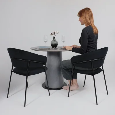 Стол AV 2317, МДФ+керамика, нераздвижной 900 серый, матовый LARKA GREY/черный+HPL Будда_3