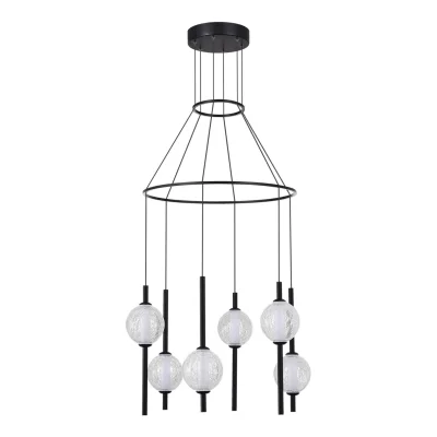 Светильник подвесной ST-Luce Черный/Прозрачное кракелированное стекло LED 6*8,5W 3000K PEEK_2