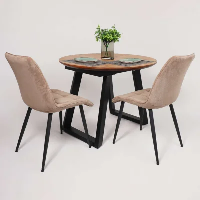 Столешница РАУНД раздвижной дуб мореный + ПОДСТОЛЬЕ ТрН/Р-80 черный (1100(1500)/750)_3