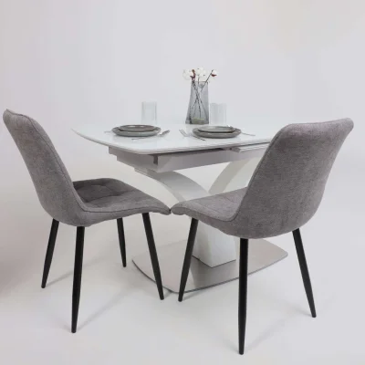 Стол НОТР ДАМ MODERNE, стекло Optiwhite 1400(1800)*850, Белый/Белый Муар_9