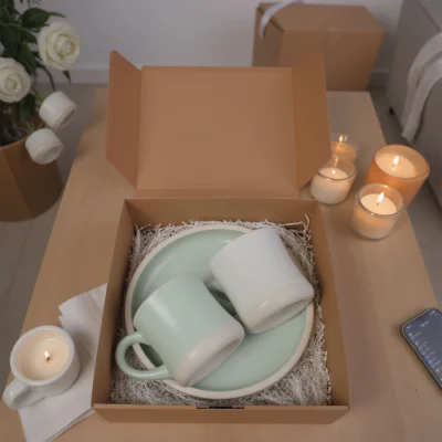 Подарочный бокс №5 (Кружка (2 шт.) + Блюдо малое (2 шт.) + Подарочная упаковка)_2