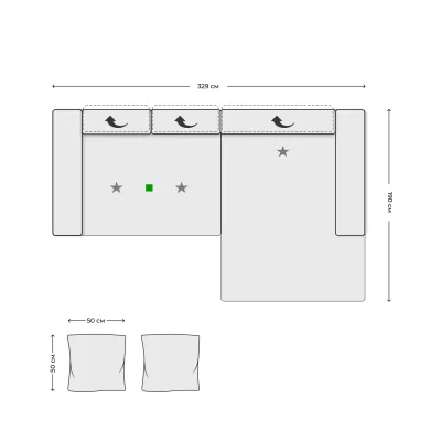 Диван SATELLITE-S 2,5LKV ST2 - CanXLRKV ST1 ( декор подушка 50х50 2шт) фотография