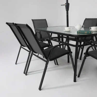 Комплект садовой мебели SUNBEAM (стол 1шт, 6 кресел, зонт 1шт), серый/черный_40