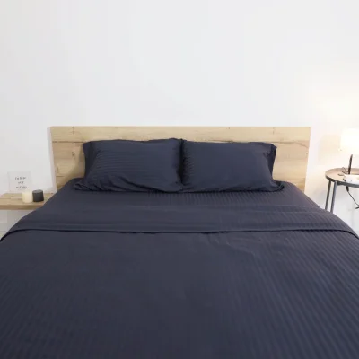 Простыня 150*215см Синий графит,  премиум сатин-страйп_6