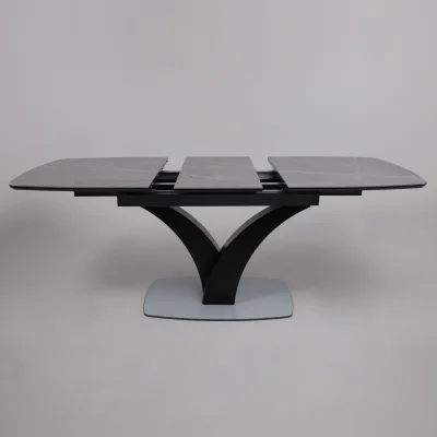 Стол НОТР ДАМ MODERNE, керамика 0 кат. 1400(1800)*850, Камень серый Greys Grey/Черный матовый_22