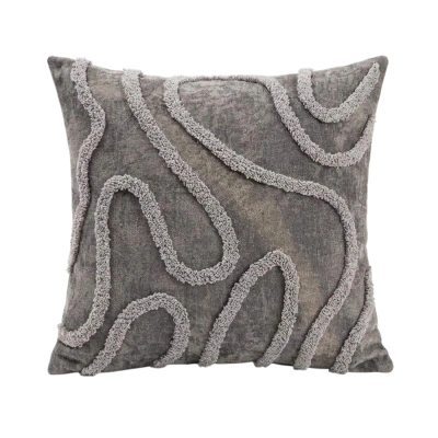 Подушка декоративная МАТЕХ TUFTED LINES 45*45*10. Цвет серый, арт. 67-627 фотография