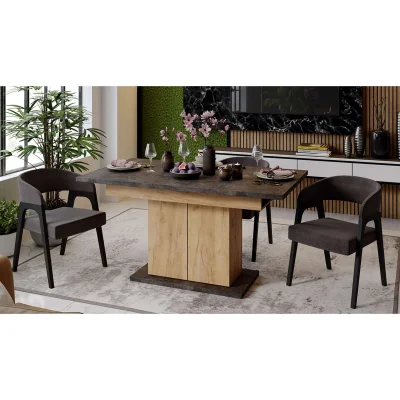 Стол раздвижной ДЕТРОЙТ Тип 1, 1504(2014)*850, ателье темный/дуб крафт золотой_2