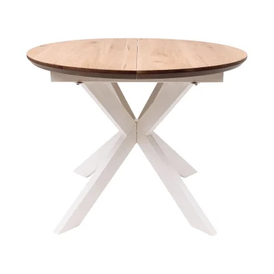 СТОЛЕШНИЦА раздвижная РАУНД +ПОДСТОЛЬЕ КСЕ/Р-80 дуб натуральный/белый (1000(1400)/750)_2