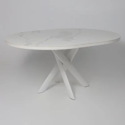 Стол RONALDO-120, круглый раздвижной 120(160), PATAGONOA BIANCO GLOSS PREMIUM CER/Белый_13