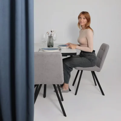 Стол LEONEL-130, раздвижной 130(165)х85, Кварцит-HPL/Черный_2