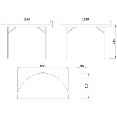 Стол складной Table AKS тип 9, темно-серый (D122х74)_3