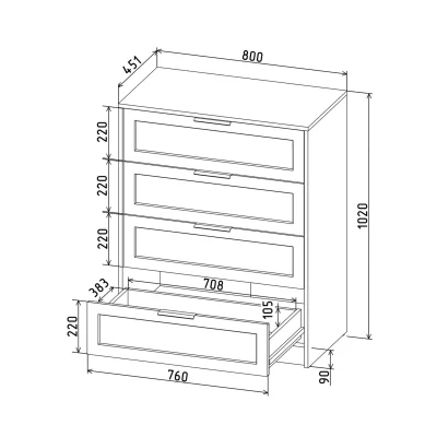 Комод КОНЦЕПТ Тренд КТ-К80, к.Антрацит/ф.Серый  (В1020хШ800хГ451мм)_5