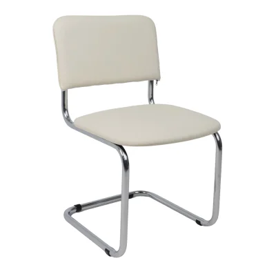 Кресло СЛАВИЯ, кремовый кожзам/хром фотография