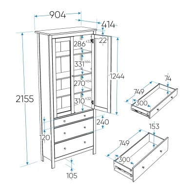 Шкаф с витриной САГА 90 МОРУ, белый/ясень (2.08.16.250.14 RU)_5